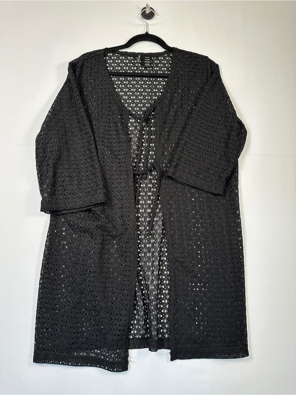 Anne Cole Open Knit Swim Cover Up Black Sheer Beachwear XXL